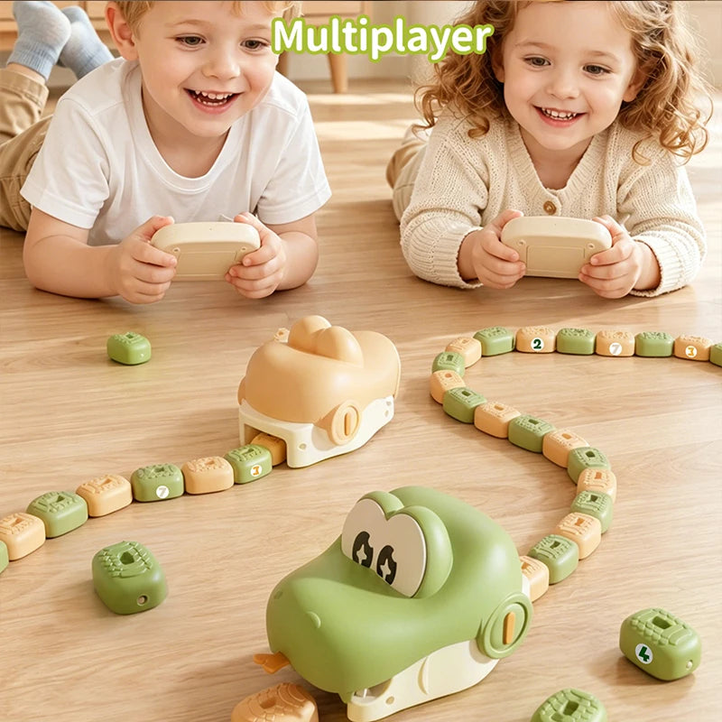 Two kids playing Snake Battle with remote controllers