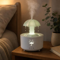 Raindrop Aromatherapy Humidifier in a cozy bedroom